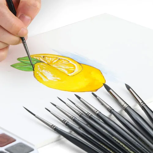 Miniatura 3 de Transon Juego de 10 pinceles pequeños para pintar detalles de miniaturas y modelos en acrílico, acuarela, gouache, tinta, témpera y pintura corporal