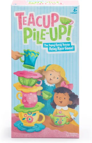 Educational Insights ¡Teacup Pile-Up! Juego de relevos, juego de mesa preescolar, rellenos para canasta de Pascua para niños, regalo para niños de 4