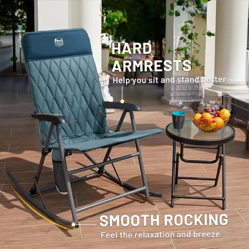 Miniatura 7 de Timber Ridge Silla mecedora ajustable de 3 niveles, respaldo alto acolchado ergonómico, soporta 300 libras, balancín estable antipunta, reposabrazos