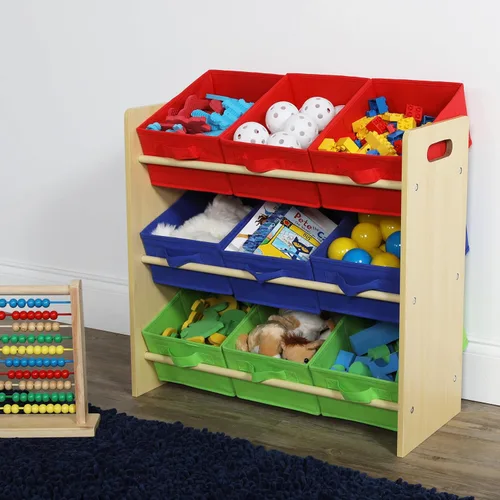 Miniatura 2 de Humble Crew - Organizador de juguetes para niños, 9 cubos de almacenamiento de tela, 24 pulgadas de alto, primario Natural/Primario