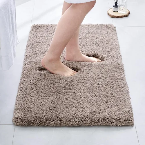 Miniatura 12 de Alfombras de baño antideslizantes, lavables, ultra gruesas, suaves, de microfibra absorbente, de látex de espuma de alta densidad, con respaldo Beige