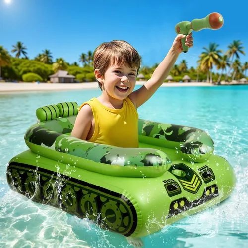 Miniatura 2 de Pool Floats Kids with Water Gun Inflatable Pool Floats for Kids Ages 3-8 Outdoor Games Water Toys Summer Swimming Fun for Boys Girls