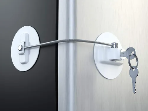 Miniatura 10 de MUIN Cerradura de refrigerador de alta seguridad con llave, cerradura de puerta de refrigerador mini para niños y adultos, cerradura multifuncional