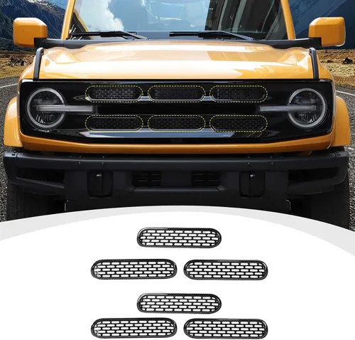 Miniatura 10 de RAZPOY Para insertos de parrilla de malla Bronco, 6 piezas de cubierta protectora de rejilla frontal con clip compatible con accesorios exteriores