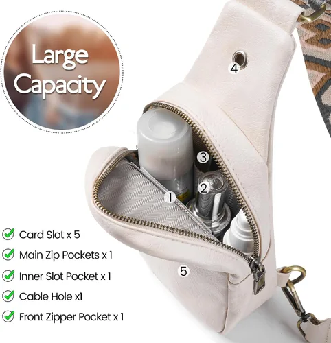 Miniatura 3 de JXWENBYX Bolso bandolera para mujer, de piel sintética, pequeño, bandolera, mochila cruzada a la moda, bolsa de pecho para viajar, senderismo