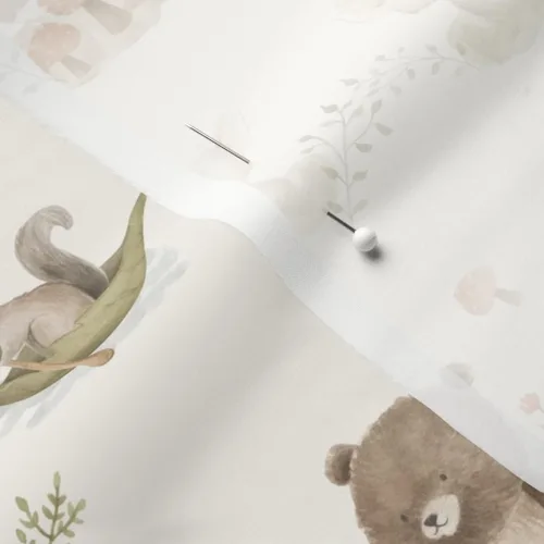 Miniatura 5 de Spoonflower Tela - Woodland Baby Forest Animales Ciervos Oso Fox Neutral Vintage Primavera Impreso en Tela de Gasa Cuarto Grasa - Costura Ropa