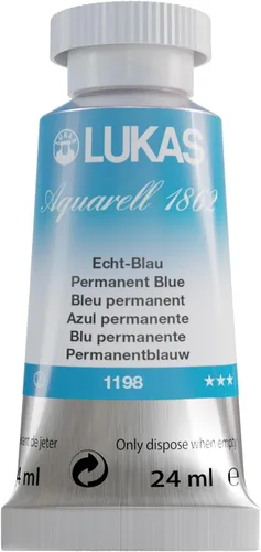 Miniatura 42 de Lukas 1862 Aquarell Artists' - Tubos de acuarela para artistas, color cian (primario), 0.8 fl oz, pintura de acuarela vibrante de grado profesional