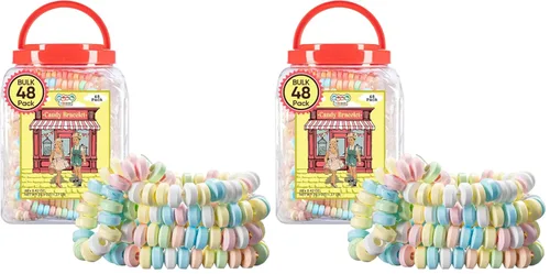 Miniatura 9 de 50 pulseras de dulces envueltas individualmente, joyas de caramelo pastel para bufé, rellenos de bolsas de golosinas, recuerdo de fiesta de Barbie