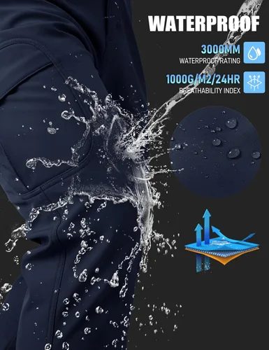 Miniatura 8 de MAGCOMSEN - Pantalones de invierno para hombre, impermeables, con forro polar pantalones tácticos softshell, para snowboard, esquí, con bolsillos