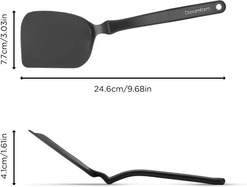 Miniatura 3 de Dreamfarm Mini Chopula - Espátula antiadherente, súper flexible, con borde plano fuerte para separar alimentos, 9 pulgadas, color negro