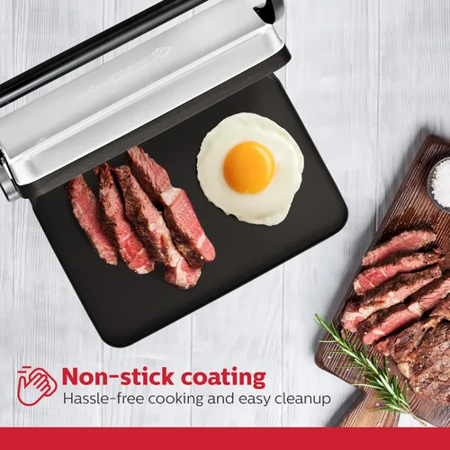 Miniatura 4 de Holstein Housewares Plancha Eléctrica para Tostar Sándwiches, Varios Snacks - Negro/Acero Inoxidable (260 x 170mm)