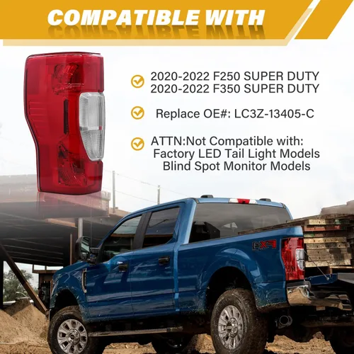 Miniatura 3 de LIDNADY Luz Trasera, Compatible con Ford Super Duty F250 F350 20-22 2020 2021 2022 [Sin LED][Sin Punto Ciego], Repuesto de Luz Trasera Estilo OE