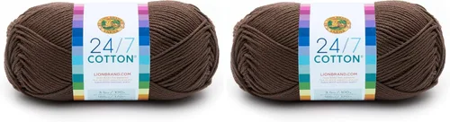 Miniatura 13 de Lion Brand Yarn, Hilo ligero mercerizado de algodón 24/7 para tejer, ganchillo y manualidades, Almirante, 1 paquete, 185 yardas de fibra natural