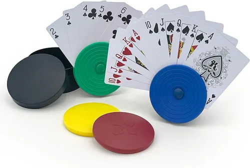 Sujetadores de cartas redondos con estuche para almacenamiento portátil, color negro (1 paquete de 4), Negro