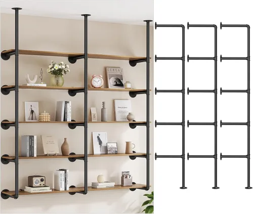 Miniatura 10 de Pynsseu Estante Industrial de Tubo de Hierro para Montaje en Pared, Estantería Abierta DIY de Granja, Estantes de Tubo para Cocina Baño, Librerías