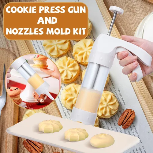 Miniatura 5 de Pistola de prensa de galletas blanca - Kit de prensa de galletas Spritz con 12 discos y 6 puntas de tubería Perfecto para Acción de Gracias