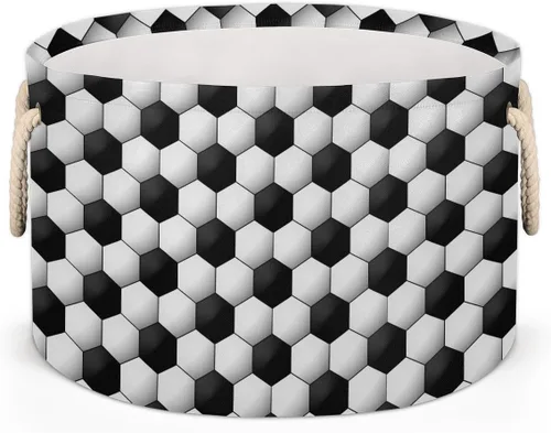 Miniatura 33 de Cesta de almacenamiento redonda grande de béisbol, canasta de almacenamiento circular plegable para béisbol, con asa para niños, manta de juguetes