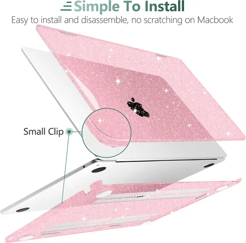 Miniatura 3 de TWOLSKOO Compatible con funda para MacBook Air M4 de 15 pulgadas versión 2025-2023 M4 A3241 M3 A3114 M2 A2941, carcasa rígida de plástico y rosado