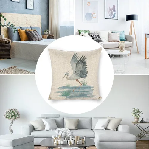 Miniatura 5 de Fundas de Almohada de Lino con Estampado de Bailarinas Azules en Costa 18x18 para Sofá, Almohada Decorativa para Sofá, Exterior