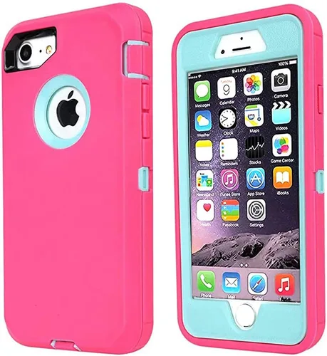 Miniatura 13 de Funda para iPhone 8 y iPhone 7, resistente, con función atril, protector de pantalla integrado, 4 en 1, fuerte y resistente a prueba de golpes