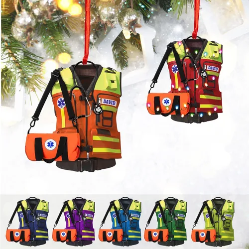 Miniatura 15 de Adorno de Navidad paramédico EMS personalizado, decoración de árbol con nombre personalizado para socorristas, profesionales médicos, regalo