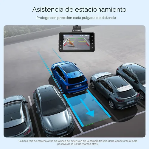 Miniatura 5 de AZDOME M01 Dual Dash Cam frontal y trasera con tarjeta gratuita de 64 GB, cámara de tablero dual de pantalla de 3" para automóvil, G-Sensor ADAS