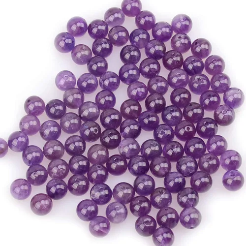 Miniatura 3 de Cuentas sueltas de 0.315 pulgadas/8mm de piedra natural redonda para hacer joyas con cordón elástico Amatista