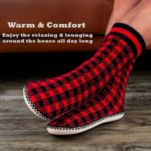 Miniatura 5 de Cozylook Calcetines tipo pantufla para hombre, con forro polar, suela antideslizante, para invierno, suaves, gruesas, acogedoras, cálidas, peludas