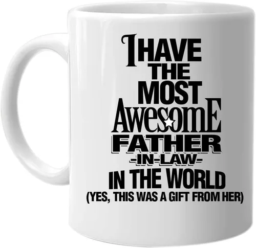 Taza de café con texto en inglés "I Have the Most Awesome Father-in-Law in the World, regalo para cumpleaños, Navidad, día del padre, ideal para