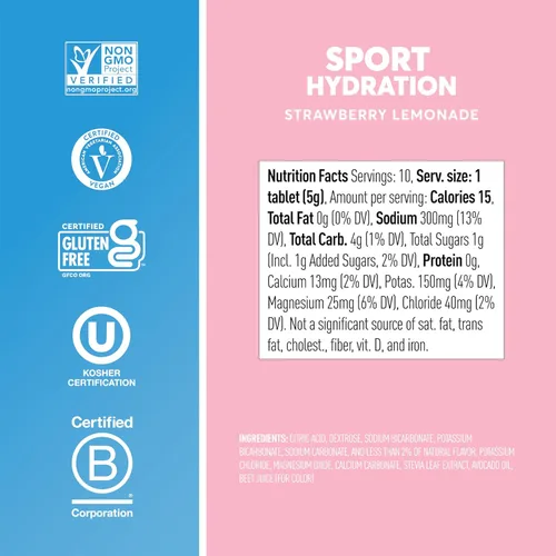 Miniatura 5 de Nuun Sport Tabletas de Electrolitos con Magnesio, Calcio, Potasio, Cloruro y Sodio, Sin Gluten y Veganas, Limonada de Fresa, Paquete de 8