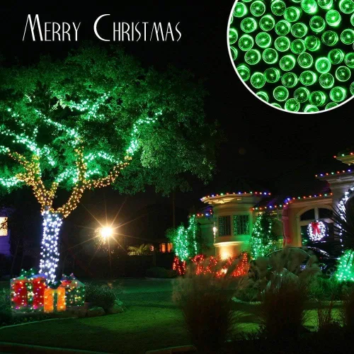 Miniatura 4 de Joomer Luces Solares Navideñas en Cadena, 39 pies, 100 LED, luces impermeables para exteriores con 8 modos de luces centelleantes para jardín
