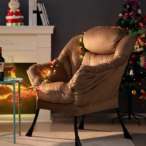 Miniatura 8 de HollyHOME - Silla perezosa con reposabrazos y bolsillo lateral, cómoda silla de sala de acento, sofá de ocio para sala de estar, recámara