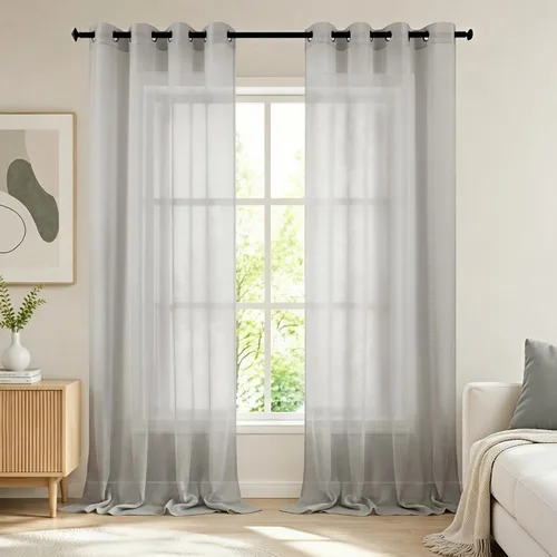 Miniatura 25 de KOUFALL Cortinas traslúcidas de 120 pulgadas de 2 paneles con ojales, juego extra largo de 10 pies de largo, cortinas altas para ventana grande, 52