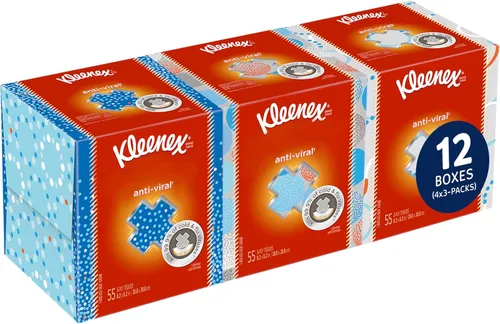 Kleenex Pañuelo facial antiviral profesional, a granel (21286), 3 capas, blanco, formato vertical en caja, diseñado para negocios (55 tejidos/caja,