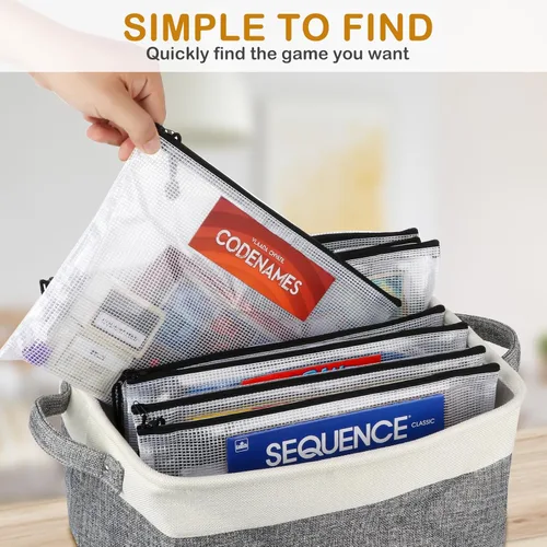 Miniatura 5 de El kit de almacenamiento para juegos de mesa incluye cesta de almacenamiento y 10 bolsas con cremallera, organizador de juegos de mesa con 1 paquete