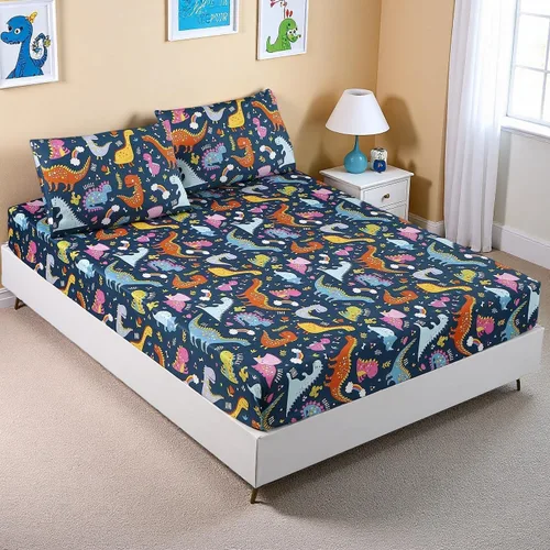 MAG Juego de sábanas de dinosaurio de 3 piezas, tamaño individual, colorido, lindo, de microfibra súper suave para niños, niñas y adolescentes, ropa