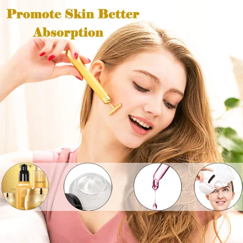 Miniatura 4 de Rodillo masajeador de cara Rodillo dorado 3D Rodillo facial eléctrico y rodillo facial en forma de T Kit masajeador Rodillos faciales
