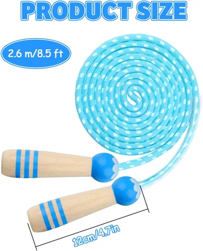 Miniatura 2 de Cuerda de Saltar para Niños, Lorvain Cuerda de Saltar Ajustable, Cuerdas de Saltar para Niños con Mango de Madera para Niñas y Niños, Cuerdas