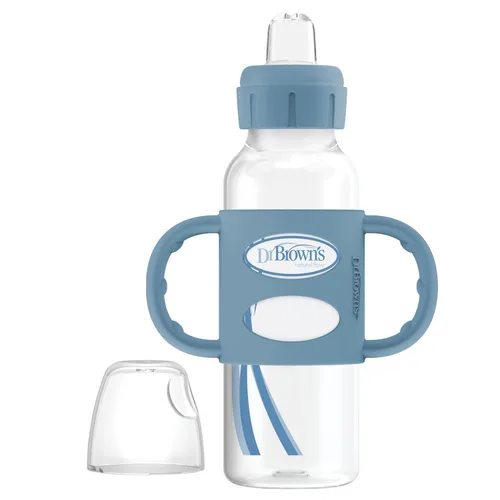 Miniatura 18 de Dr. Brown's Milestones - Botella de boquilla estrecha con 100% silicona, asas de fácil agarre y boquilla suave para sorber, 8 onzas, rosa claro