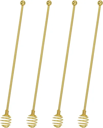 Miniatura 9 de BURLIHOME - Palitos de café especiales, cucharas especiales de acero inoxidable, cuchara mezcladora esférica, palitos sólidos/huecos para Negro