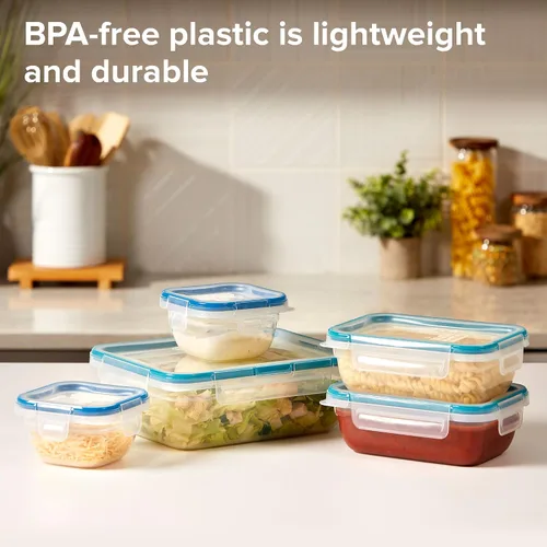 Miniatura 3 de Snapware Plastic Total Solution - Juego de 5 recipientes de almacenamiento de alimentos, tapas de plástico herméticas y a prueba de fugas, tapas