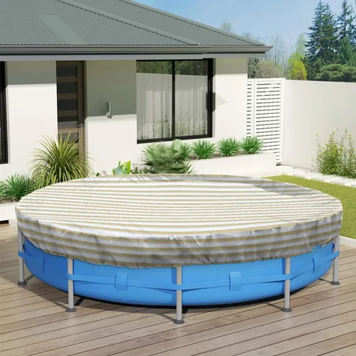 Miniatura 12 de ECOOPTS Cubierta redonda impermeable de poliéster para piscinas sobre el suelo, protector de cubierta de piscina de invierno (6 pies, turquesa)