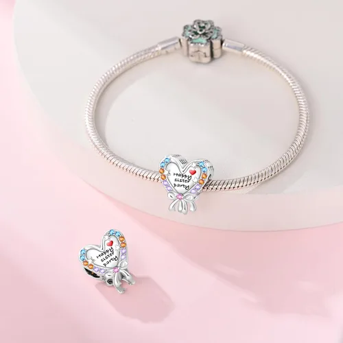 Miniatura 30 de KUNSIR Los abalorios se adaptan a pulseras Pandora para mujer, plata de ley 925, cuentas colgantes de joyería para niñas, dijes de feliz cumpleaños