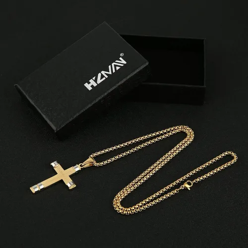 Miniatura 19 de HZMAN - Collar de acero inoxidable con colgante de cruz de fuerza, 3 colores disponibles, texto bíblico en inglés Filipenses 4:13