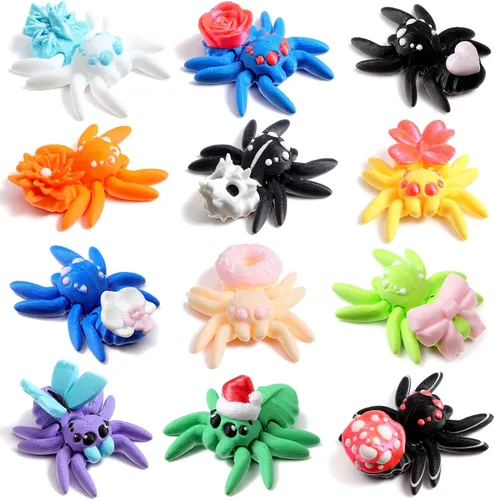 Miniatura 36 de Honoson 12 piezas de animales impresos en 3D 3D mini animales flexibles y articulados pequeños para aliviar el estrés de mascotas, para adultos