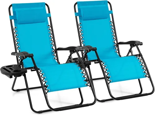 Miniatura 10 de Giantex Zero Gravity - Silla reclinable para patio al aire libre con portavasos y almohada extraíble, respaldo ajustable, silla de salón