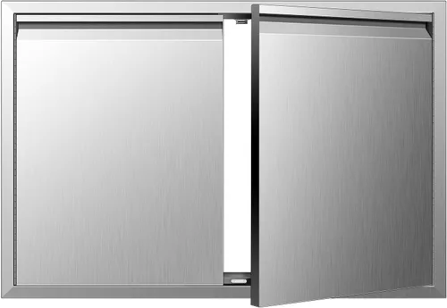 Miniatura 24 de Puertas de cocina para exteriores de 26 pulgadas de ancho x 24 pulgadas de alto con mango horizontal, puertas de acceso dobles para barbacoa, acero