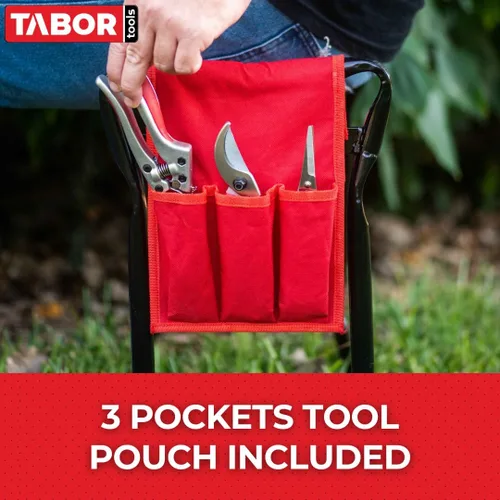 Miniatura 5 de TABOR TOOLS TR2A - Banco de jardín y asiento con bolsa de herramientas y cojín de espuma, asiento de trabajo con opción de banco arrodillado
