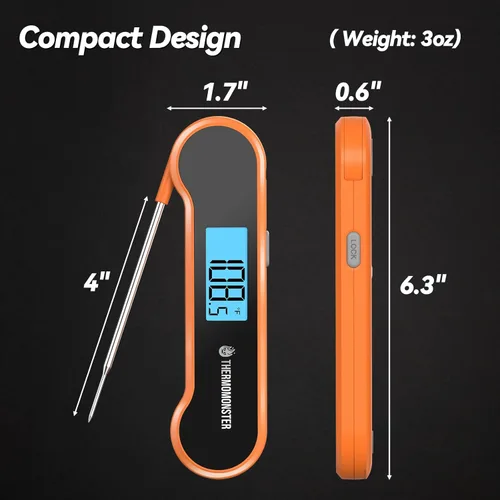 Miniatura 3 de Termómetro digital de lectura instantánea de 0.5 segundos para carne con precisión de ± 0.5 ℉, termómetro de alimentos para cocinar utensilios
