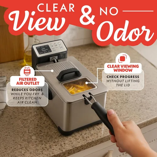 Miniatura 8 de Gourmia Freidora de encimera de 3.2 cuartos de galón: freidora de aceite eléctrica con pantalla digital, control de temperatura ajustable de 280 °F